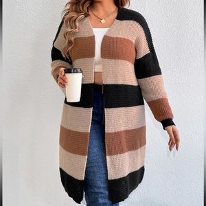 Color block drop shoulder duster cardigan NEW